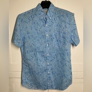J. Crew Mens Blue Swirl Pattern Shirt